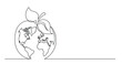 continuous line drawing of world planet earth an apple fruit PNG image with transparent background