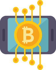 Wall Mural - Crypto smartphone icon flat vector. Business money. Finance payment isolated