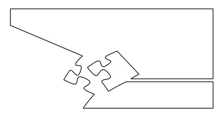 Poster - continuous line drawing of one puzzle piece connecting to other puzzle pieces png image with transpa