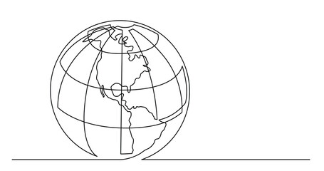 Poster - continuous line drawing of world planet earth PNG image with transparent background