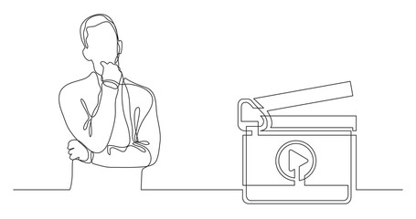 Fototapete - man thinking about movies PNG image with transparent background