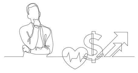 Leinwandbilder - man thinking about skyrocketing health cost PNG image with transparent background