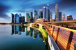 Leinwanddruck Bild - Singapore skyline with skyscraper - Asia