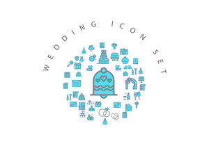 wedding icon set desing.