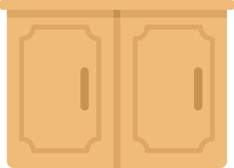 Poster - Wood wardrobe icon flat vector. Home furniture. Wall cook isolated