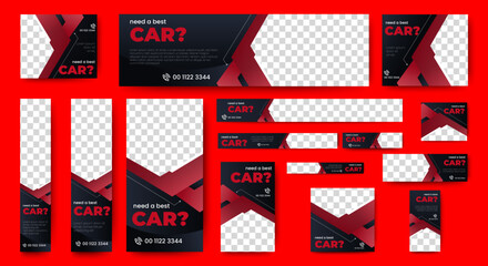 Canvas Print - car sale promotional web banner template design set. horizontal, vertical, square ad banners layout.