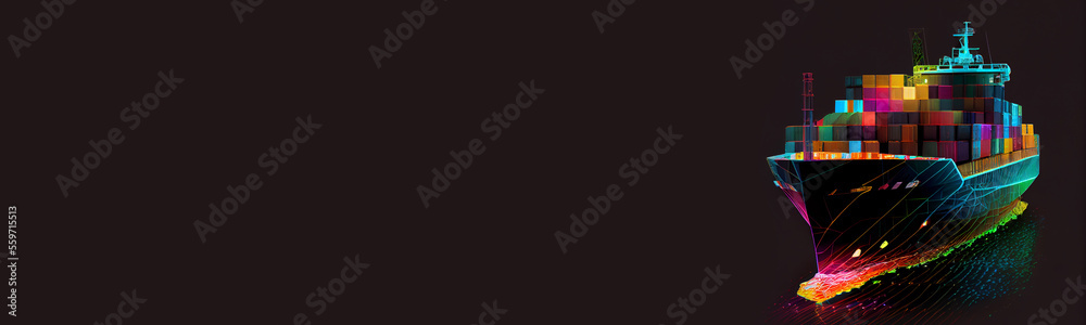Container cargo ship created with Generative Ai Stock Illustration ...