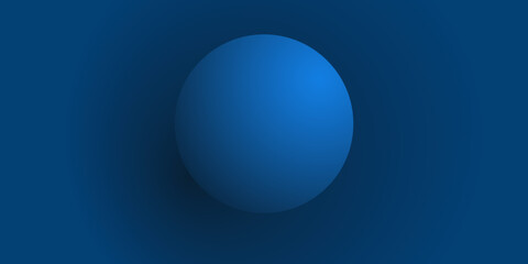 Poster - Blue 3D Ball on Dark Blue Background - Modern Style Minimalist Multi Purpose Background Design Template with Copyspace for Web, Covers, Brochures, Posters or Placards in Editable Vector Format