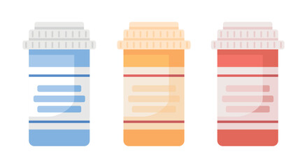 Wall Mural - Bottles with drugs semi flat color vector objects set. Editable items. Full size element on white. Liquid medicines. Pills simple cartoon style illustrations for web graphic design and animation pack