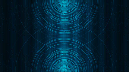 twin circle blue digital sound wave,technology and earthquake wave concept,design for music industry