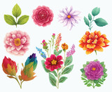 Fototapeta Panele - collection of flowers Beautiful Watercolor set of Design Ornaments