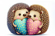 © Robert Kneschke - Cute cartoon hedgehog couple in love holding hearts (Generative AI)