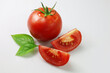 pomidor na białym tle, tomato and basil on a white background,
