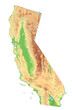 High detailed California physical map.