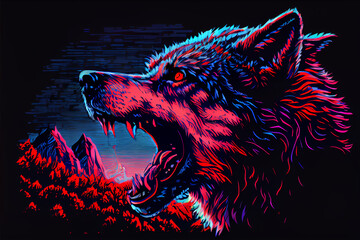 Naklejka na meble An illustration of howling wolf