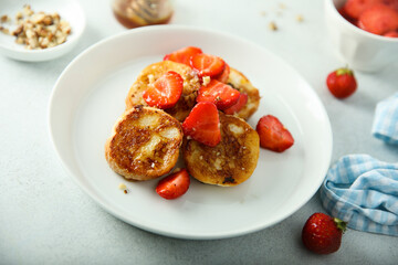 Wall Mural - French toast with fresh strawberry