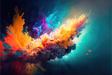Wall Mural - abstract colorful paint explosion background, generative ai