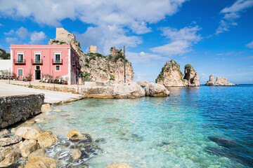 Wall Mural - Beautiful bay near Scopello village, Sicily island, Italy. Popular travel destination