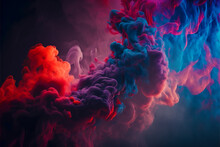Illustration Dramatic Smoke And Fog In Contrasting Vivid Colors. Background Or Wallpaper, Abstract Colorful Pattern. Creative Colors, Abstraction Texture. Artistic Template For Design. Abstract Luxury