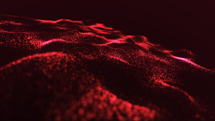 Futuristic wave with dots. Big data concept. 3D rendering. Abstract technology background.