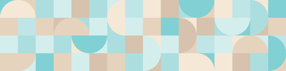 Wall Mural - seamless mosaic with geometric shapes in scandinavian pattern style, pastel background with circles 