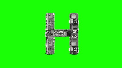 Poster - letter H - lighting technological high tech cyber alphabet, isolated - loop video