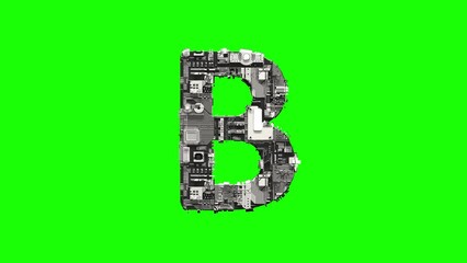 Poster - letter B - glowing technologic high tech cyber alphabet, isolated - loop video