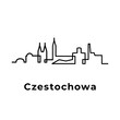 Czestochowa city Poland logo one line vector