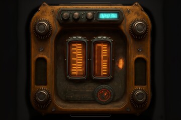 Wall Mural - Futuristic sci-fi health bar indicator device interface for cyberpunk and steampunk environments as asset in gaming or as tech mockups