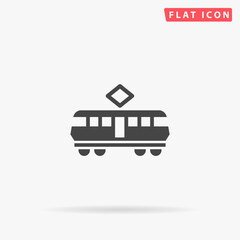 Poster - Tram flat vector icon. Hand drawn style design illustrations.