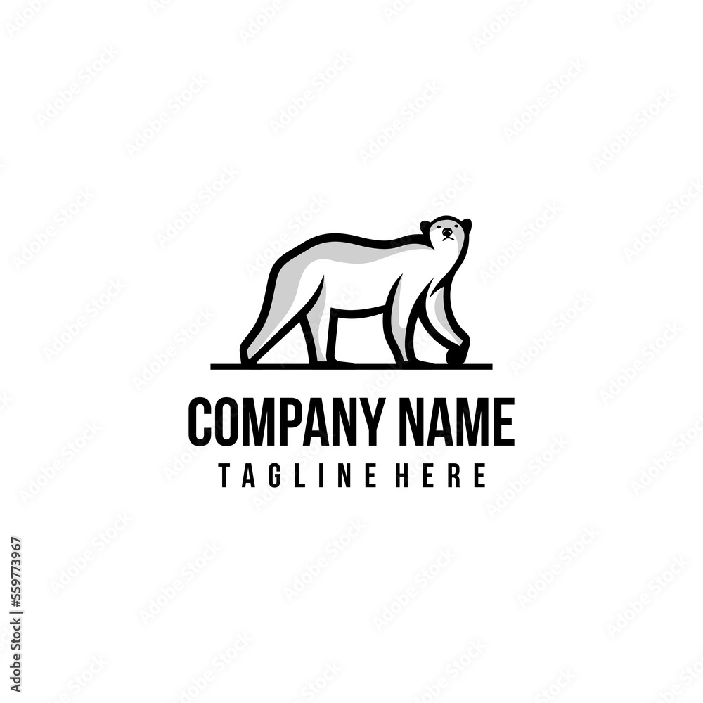 Polar Bear logo design icon. Bear design inspiration.
Polar Bear logo design template. Animal symbol logotype.
Bear symbol silhouette.