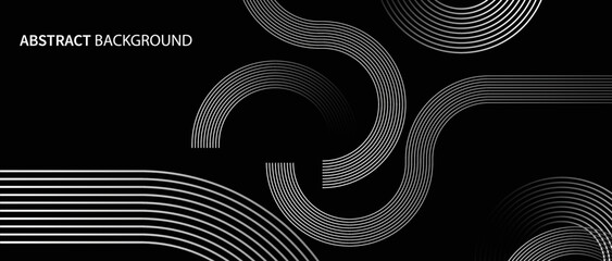 Abstract circle line pattern spin, Abstract gold circle lines on dark background. Geometric stripe line art design. music, science, Ai technology, digital futuristic banner