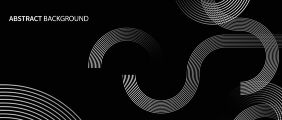 circle abstract glowing lines on dark background. Futuristic technology concept. Horizontal banner template. Suit for poster, cover, banner, brochure, website