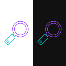 Line Magnifying Glass Icon Isolated On White And Black Background. Search, Focus, Zoom, Business Symbol. Colorful Outline Concept. Vector