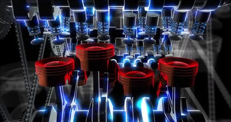 Poster - Raw power V8 engine accurately working and generating power. V8 engine. Industry related 4K 3D animation.