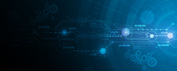 Wall Mural - Abstract background image, futuristic technology network circuit board concept and data network