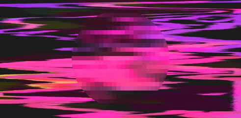 Aufkleber - Abstract background with digital pixel noise glitch artifacts. Screen showing video tape with damage.