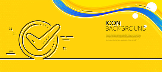 Poster - check mark line icon. abstract yellow background. accepted or approve sign. tick symbol. minimal con