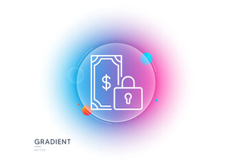 Poster - private payment line icon. gradient blur button with glassmorphism. dollar sign. finance symbol. tra