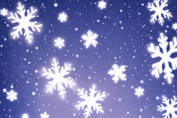 Wall Mural - Christmas snowflakes lights with falling snow