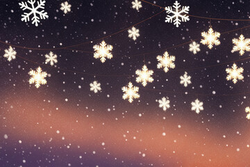 Poster - Christmas snowflakes lights with falling snow