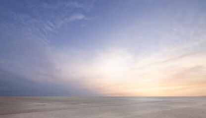 Wall Mural - dreamy sunset sky with beautiful clouds horizon background with asphalt runway floor