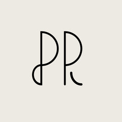 Wall Mural - pr logo, letters. Public relations minimal icon