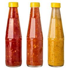 Wall Mural - barbecue sauces in glass bottles