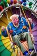 © Ecleposs - Old man has an extremely fun activity generative ai funny scene showing a positive vibe for old people aging well and active