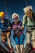 © Ecleposs - Group of old people having extreme activity generative ai scene showing the diversity and aging well senior characters