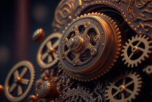 Macro Photograph Of An Intricate Mechanism With Gears