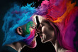 © ADDICTIVE STOCK - Generative AI picture of couple with colorful paints on faces