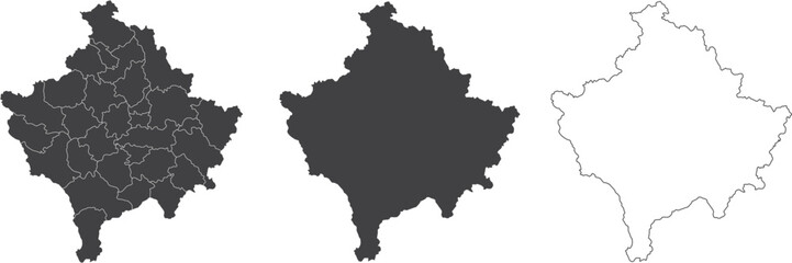 Wall Mural - set of 3 maps of kosovo - vector illustrations