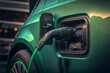 © ADDICTIVE STOCK - Generative AI illustration of EV electric car plugged charging at standalone station
